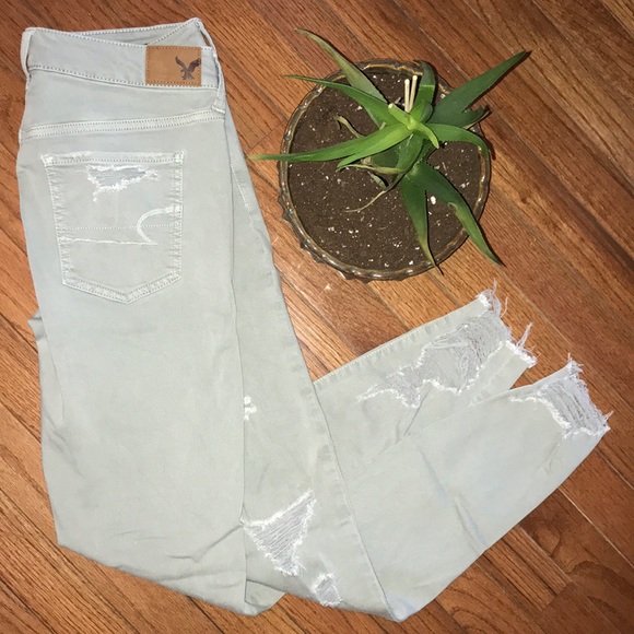 American Eagle Outfitters Denim - American Eagle Mint Distressed Jeggings